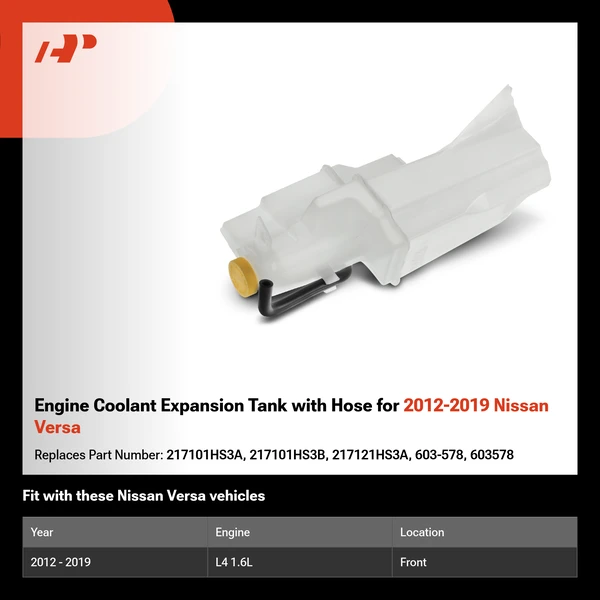 Engine Coolant Expansion Tank with Hose for 2012-2019 Nissan Versa