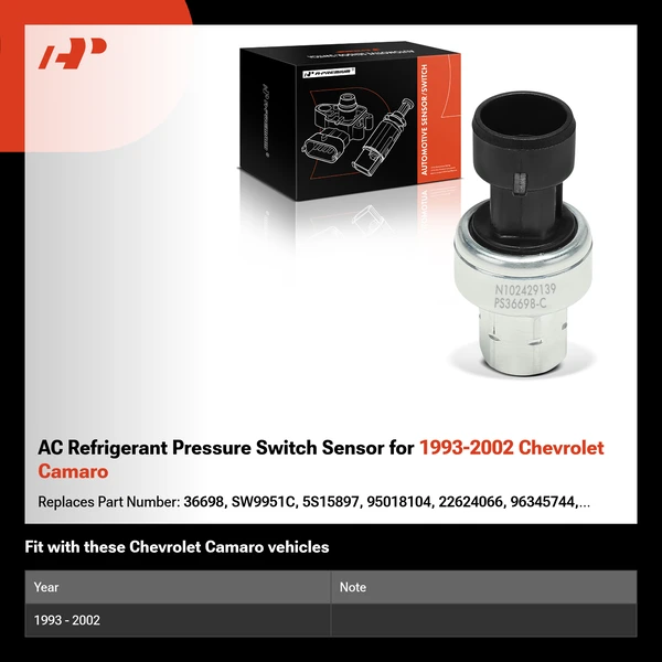 AC Refrigerant Pressure Switch Sensor for 1993-2002 Chevrolet Camaro
