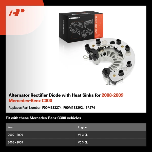 Alternator Rectifier Diode with Heat Sinks for 2008-2009 Mercedes-Benz C300