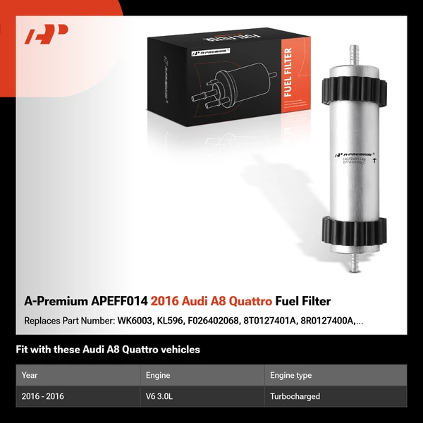 A-Premium APEFF014 2016 Audi A8 Quattro Fuel Filter