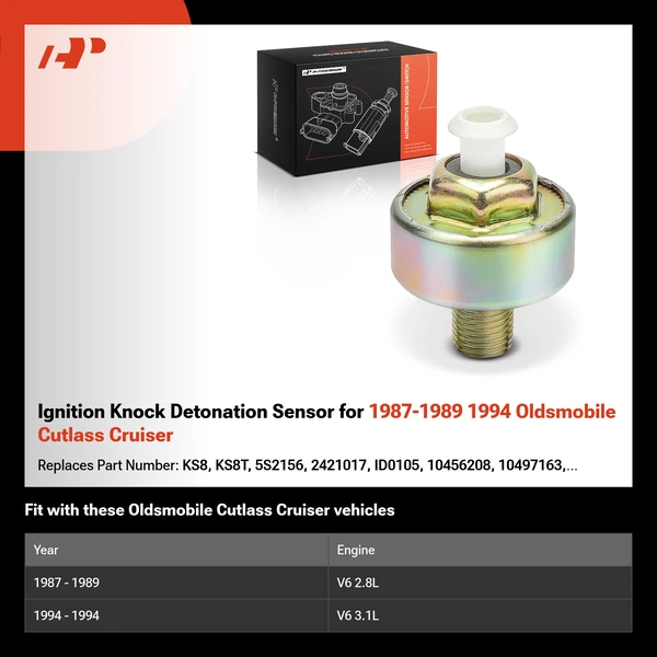 Ignition Knock Detonation Sensor for 1987-1989 1994 Oldsmobile Cutlass Cruiser