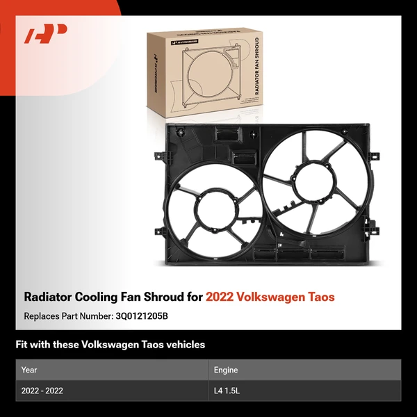 Radiator Cooling Fan Shroud for 2022 Volkswagen Taos