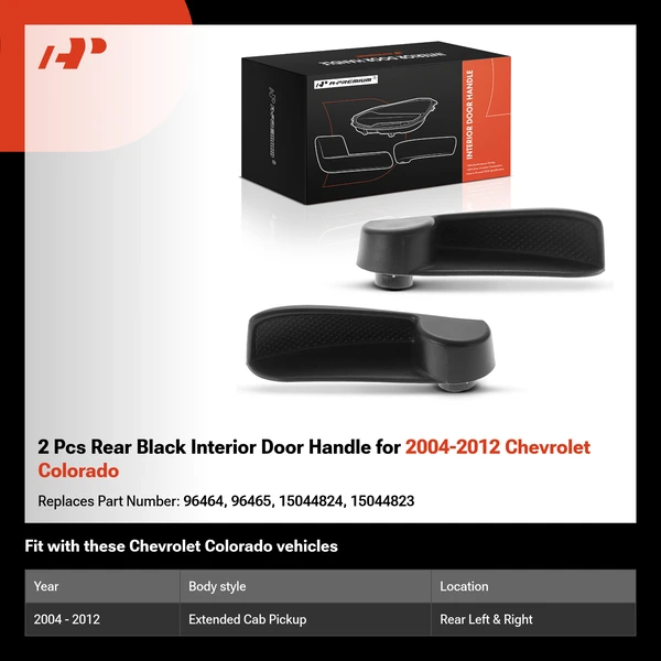 2 Pcs Rear Black Interior Door Handle for 2004-2012 Chevrolet Colorado