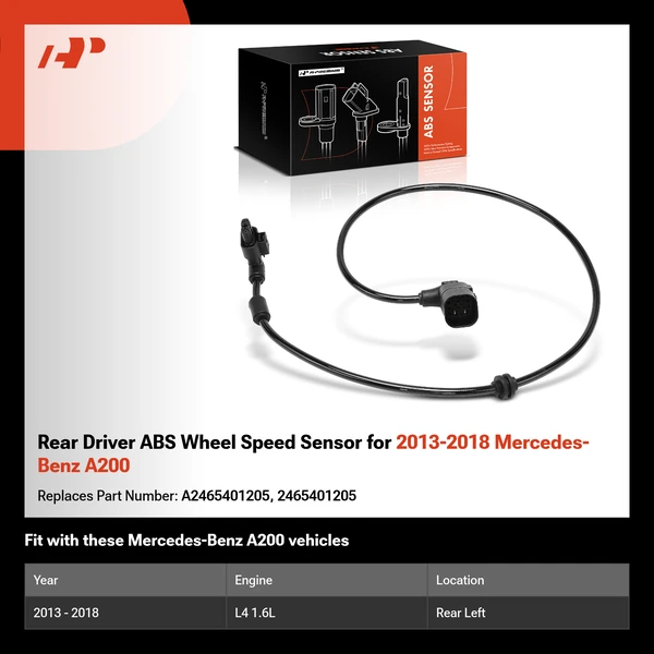 Rear Driver ABS Wheel Speed Sensor for 2013-2018 Mercedes-Benz A200
