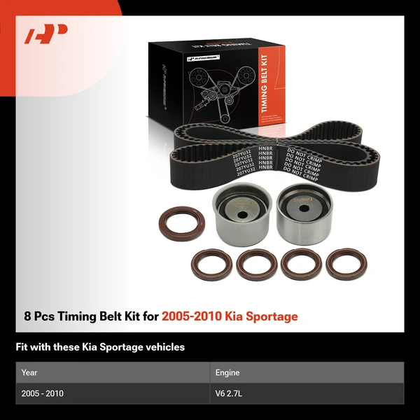 8 Pcs Timing Belt Kit for 2005-2010 Kia Sportage