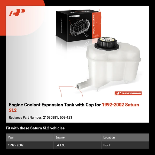 Engine Coolant Expansion Tank with Cap for 1992-2002 Saturn SL2