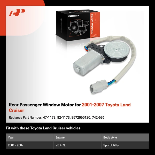 Rear Passenger Window Motor for 2001-2007 Toyota Land Cruiser
