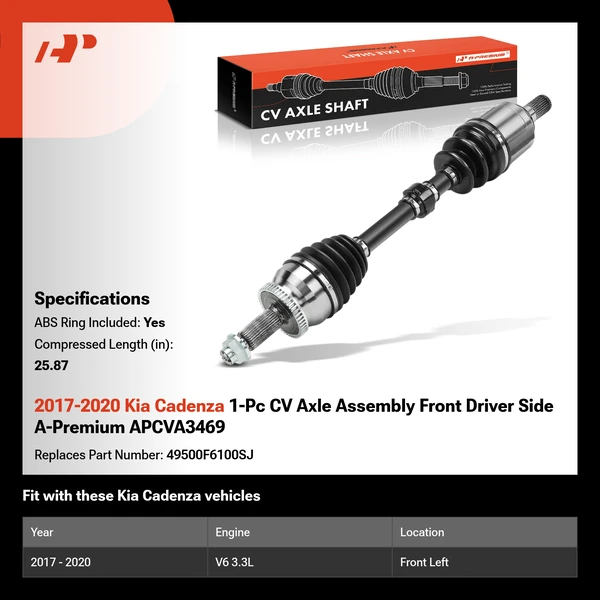 2017-2020 Kia Cadenza 1-Pc CV Axle Assembly Front Driver Side A-Premium APCVA3469