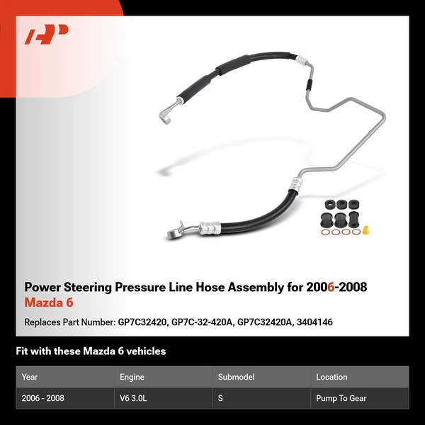 Power Steering Pressure Line Hose Assembly for 2006-2008 Mazda 6