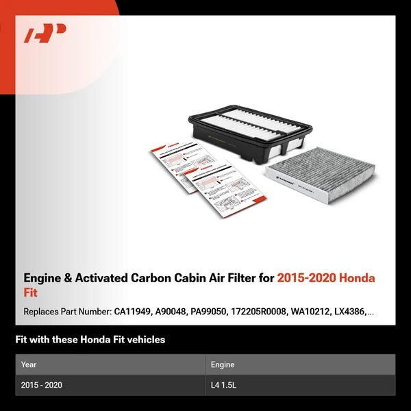 Engine & Activated Carbon Cabin Air Filter for 2015-2020 Honda Fit