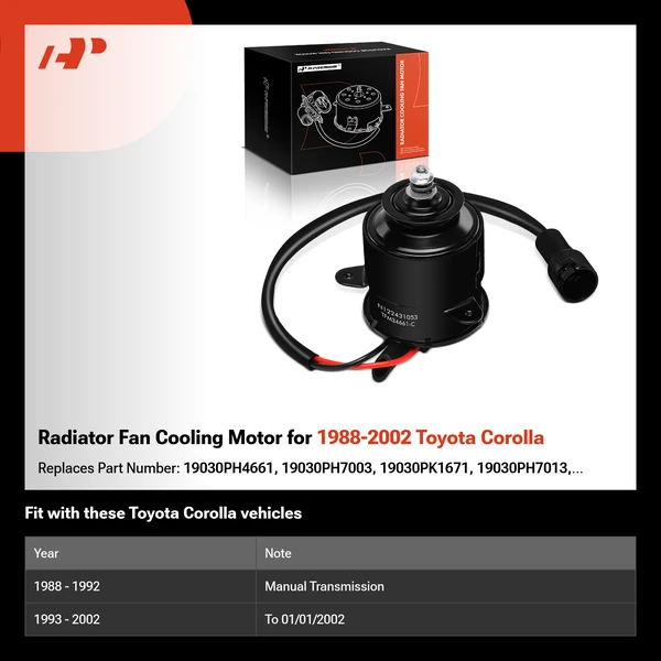 Radiator Fan Cooling Motor for 1988-2002 Toyota Corolla