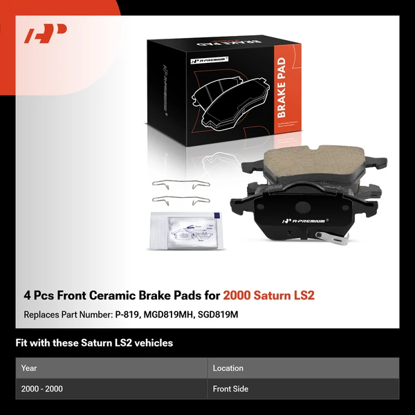 4 Pcs Front Ceramic Brake Pads for 2000 Saturn LS2