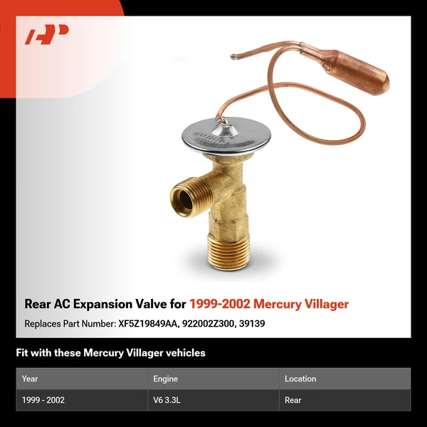 Rear AC Expansion Valve for 1999-2002 Mercury Villager