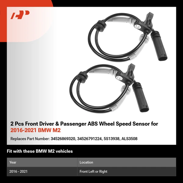 2 Pcs Front Driver & Passenger ABS Wheel Speed Sensor for 2016-2021 BMW M2