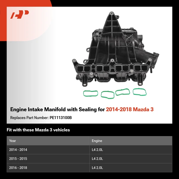 Engine Intake Manifold with Sealing for 2014-2018 Mazda 3