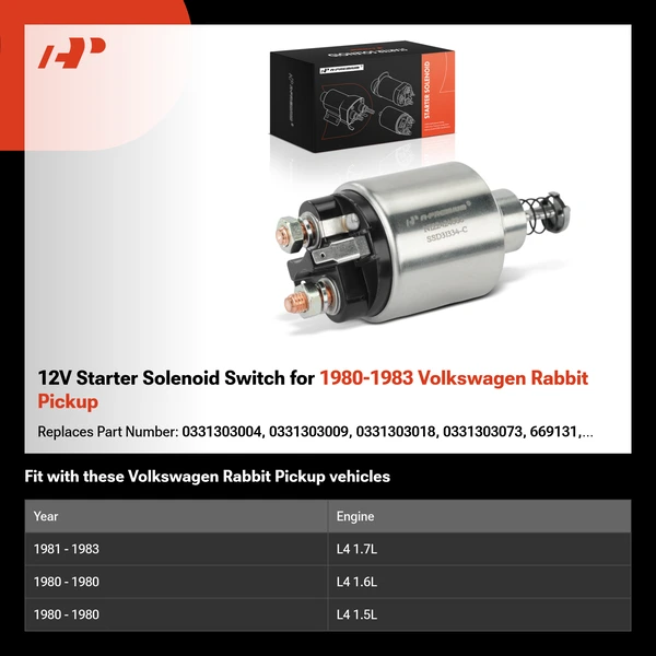 12V Starter Solenoid Switch for 1980-1983 Volkswagen Rabbit Pickup