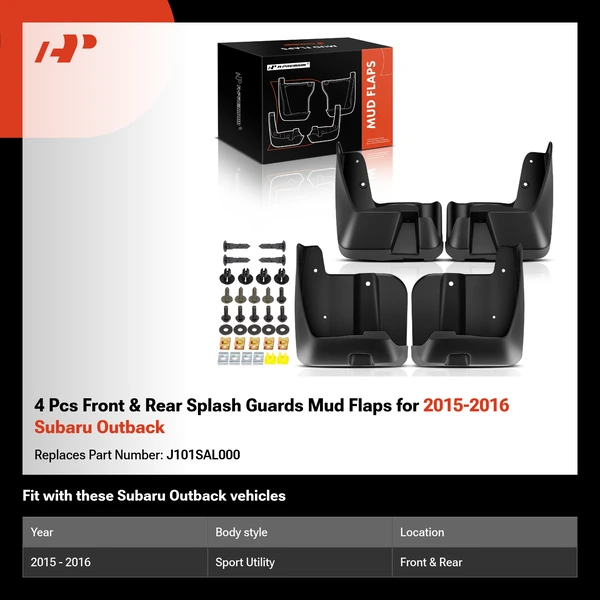 4 Pcs Front & Rear Splash Guards Mud Flaps for 2015-2016 Subaru Outback