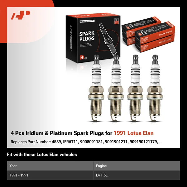 4 Pcs Iridium & Platinum Spark Plugs for 1991 Lotus Elan