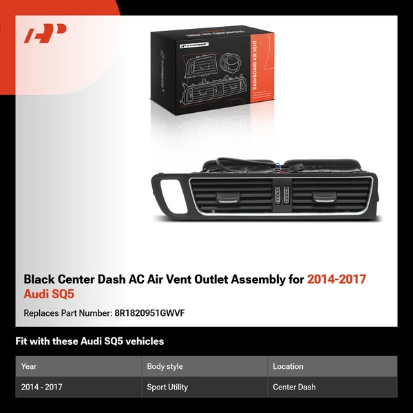 Black Center Dash AC Air Vent Outlet Assembly for 2014-2017 Audi SQ5