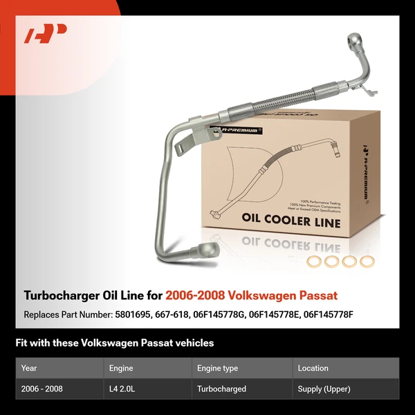 Turbocharger Oil Line for 2006-2008 Volkswagen Passat