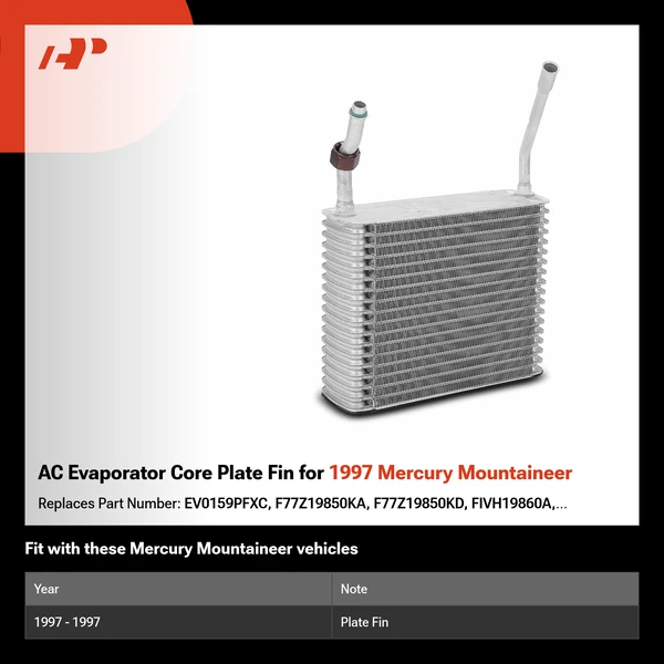 AC Evaporator Core Plate Fin for 1997 Mercury Mountaineer