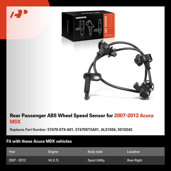 Rear Passenger ABS Wheel Speed Sensor for 2007-2012 Acura MDX