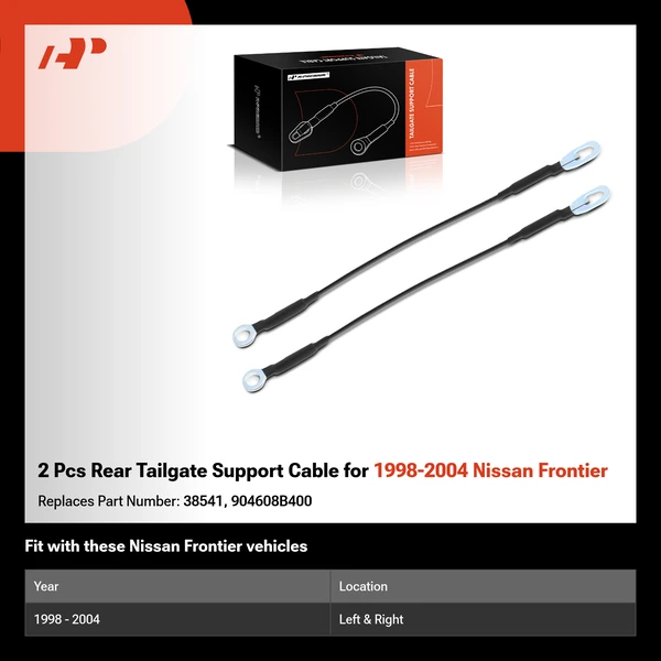 2 Pcs Rear Tailgate Support Cable for 1998-2004 Nissan Frontier
