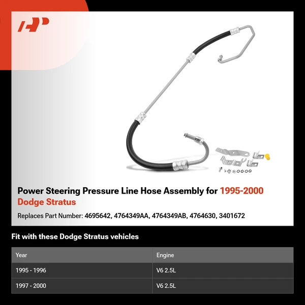 Power Steering Pressure Line Hose Assembly for 1995-2000 Dodge Stratus