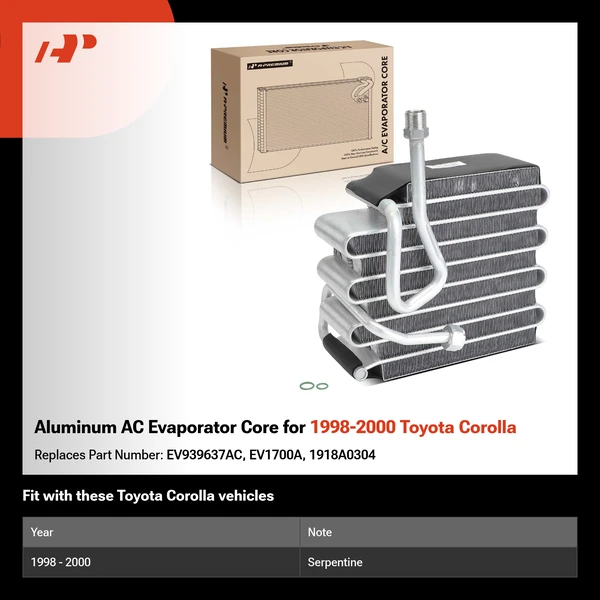 Aluminum AC Evaporator Core for 1998-2000 Toyota Corolla