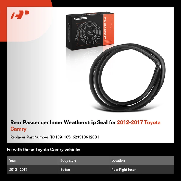 Rear Passenger Inner Weatherstrip Seal for 2012-2017 Toyota Camry