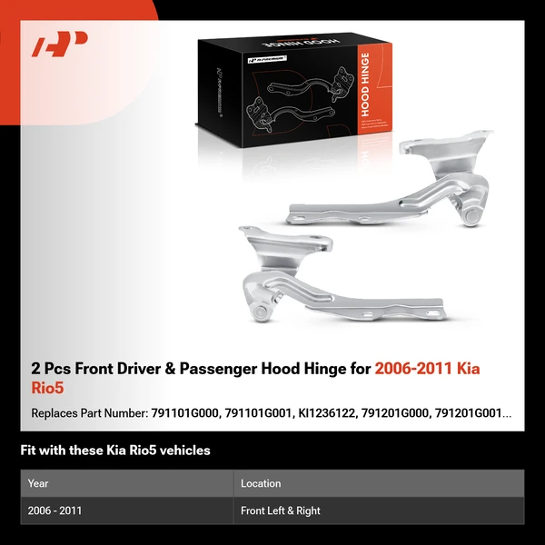 2 Pcs Front Driver & Passenger Hood Hinge for 2006-2011 Kia Rio5