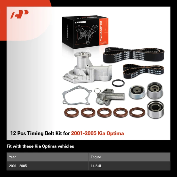 12 Pcs Timing Belt Kit for 2001-2005 Kia Optima
