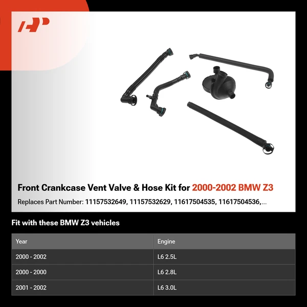 Front Crankcase Vent Valve & Hose Kit for 2000-2002 BMW Z3