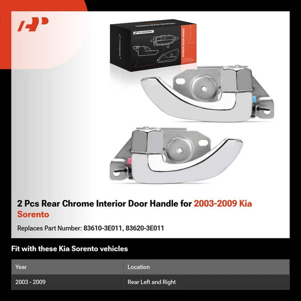2 Pcs Rear Chrome Interior Door Handle for 2003-2009 Kia Sorento