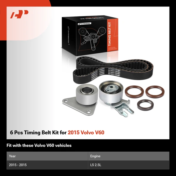 6 Pcs Timing Belt Kit for 2015 Volvo V60