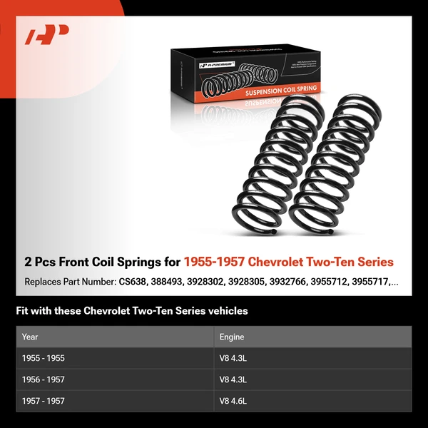 2 Pcs Front Coil Springs for 1955-1957 Chevrolet Two-Ten Series