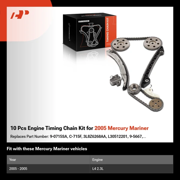 10 Pcs Engine Timing Chain Kit for 2005 Mercury Mariner