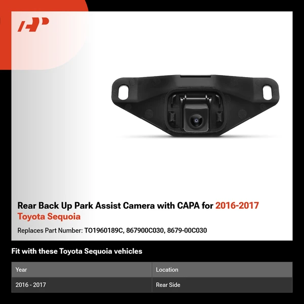 Rear Back Up Park Assist Camera with CAPA for 2016-2017 Toyota Sequoia