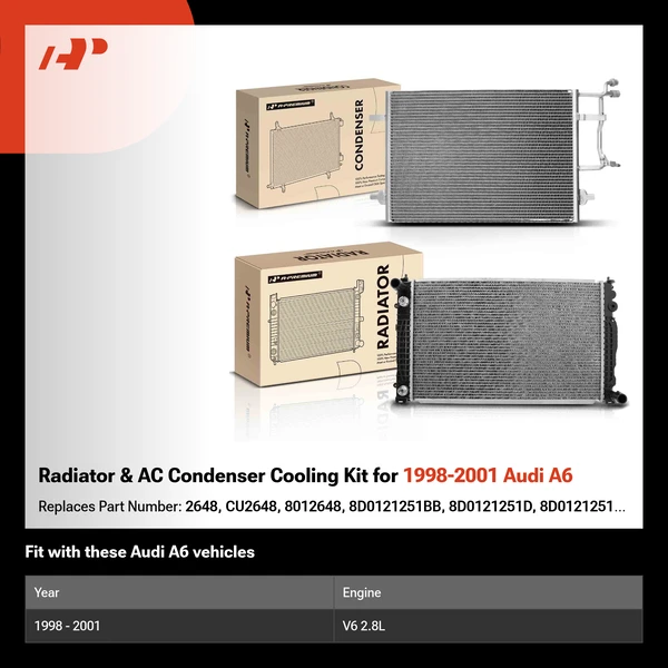 Radiator & AC Condenser Cooling Kit for 1998-2001 Audi A6