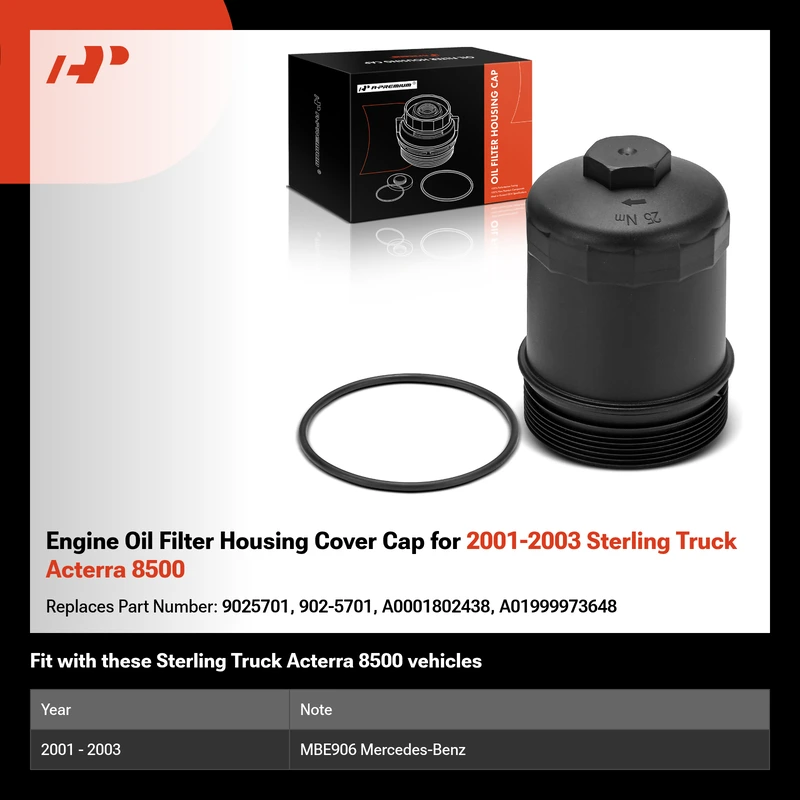 Engine Oil Filter Housing Cover Cap for 2001-2003 Sterling Truck Acterra 8500