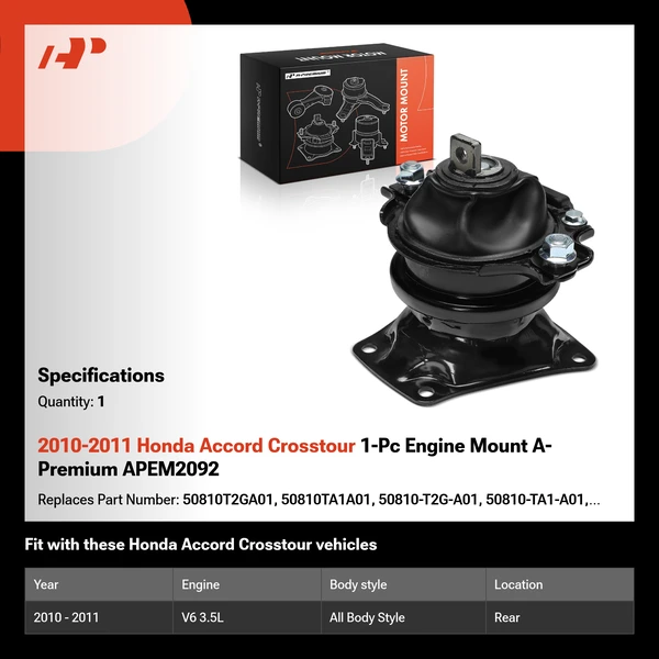 2010-2011 Honda Accord Crosstour 1-Pc Engine Mount A-Premium APEM2092