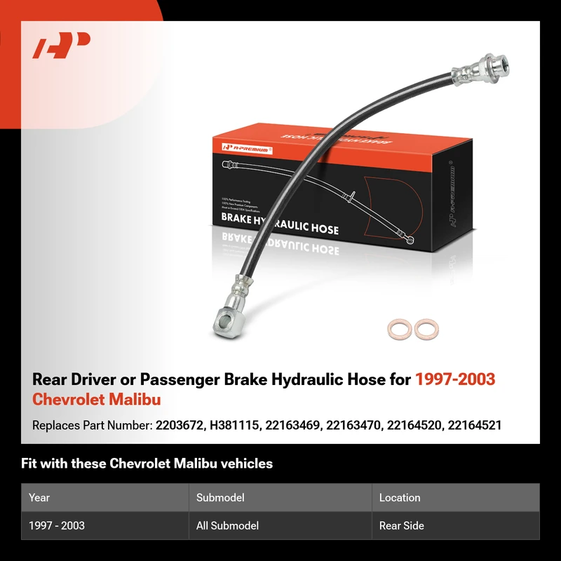 Rear Driver or Passenger Brake Hydraulic Hose for 1997-2003 Chevrolet Malibu