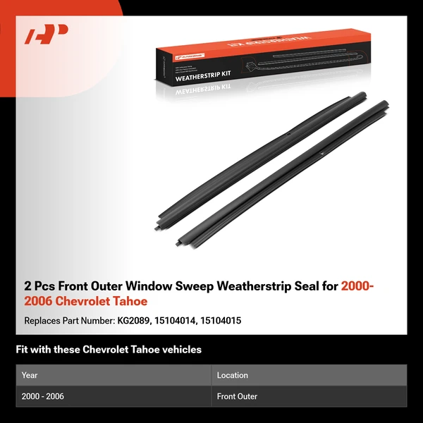 2 Pcs Front Outer Window Sweep Weatherstrip Seal for 2000-2006 Chevrolet Tahoe