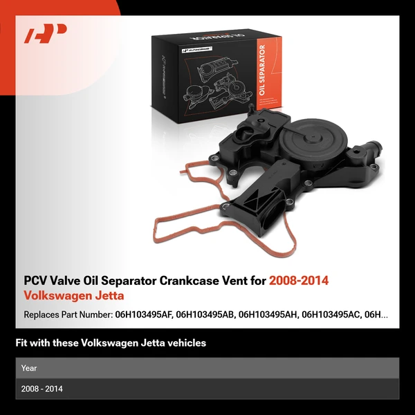 PCV Valve Oil Separator Crankcase Vent for 2008-2014 Volkswagen Jetta