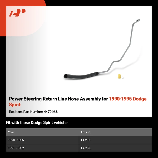 Power Steering Return Line Hose Assembly for 1990-1995 Dodge Spirit