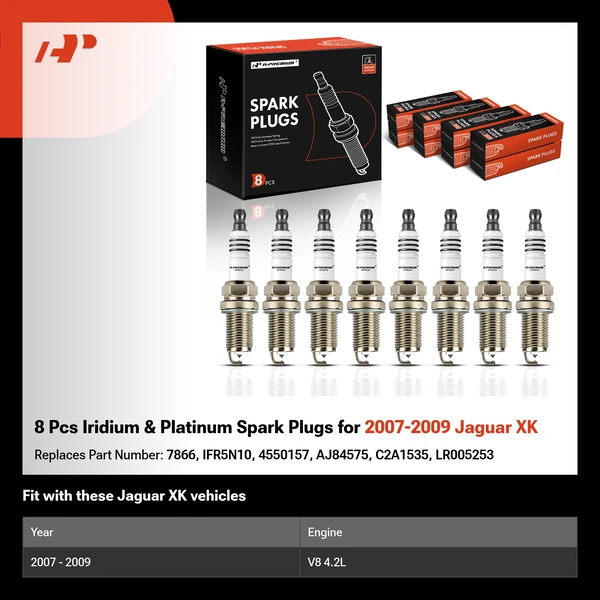 8 Pcs Iridium & Platinum Spark Plugs for 2007-2009 Jaguar XK
