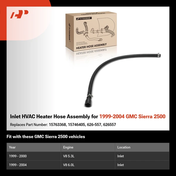 Inlet HVAC Heater Hose Assembly for 1999-2004 GMC Sierra 2500
