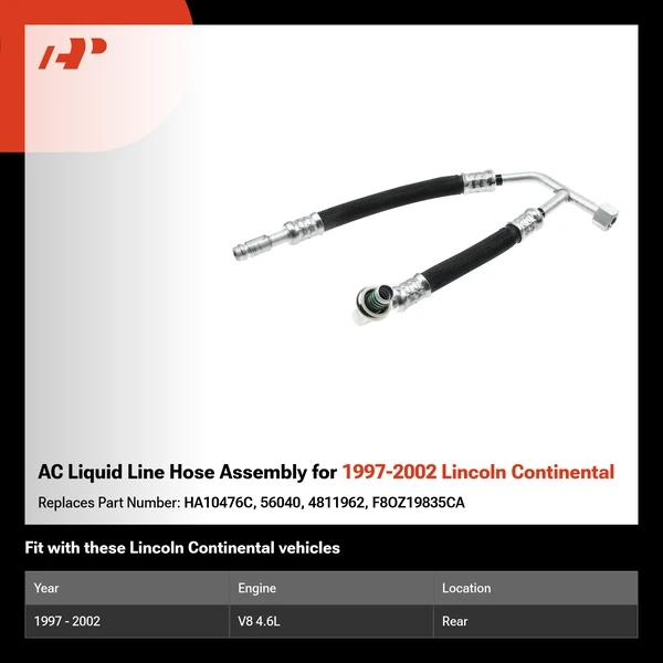 AC Liquid Line Hose Assembly for 1997-2002 Lincoln Continental
