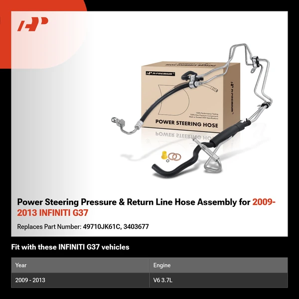 Power Steering Pressure & Return Line Hose Assembly for 2009-2013 INFINITI G37