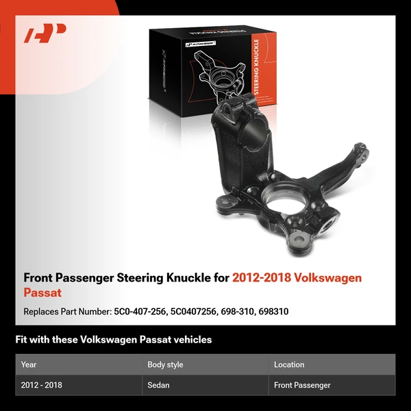 Front Passenger Steering Knuckle for 2012-2018 Volkswagen Passat